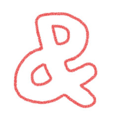 アンパサンド　＆　 手書き　落書き風　かわいい　素材　赤　イラスト　素材　アイコン　クレヨン風