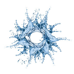 Clean water swirling in air on white background
