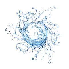 Clean water swirling in air on white background
