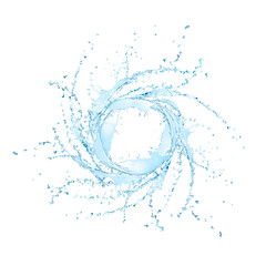 Clean water swirling in air on white background