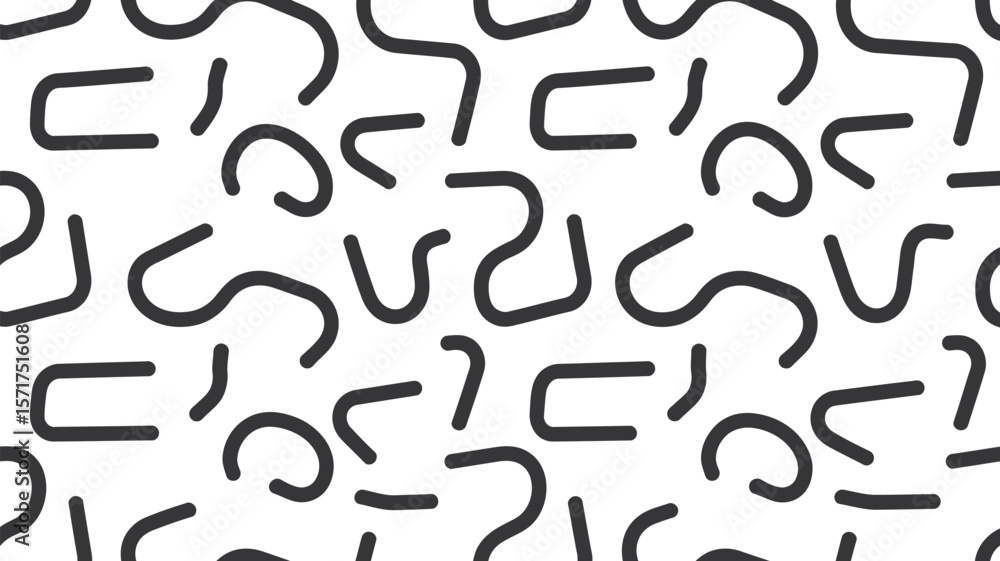 Poster a light purple background with dark brown curved lines in a repeating pattern