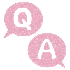 Q &A　質問アイコン 吹き出し マーク シンボル　ピンク　手書き　かわいい　イラスト　素材　クレヨン
