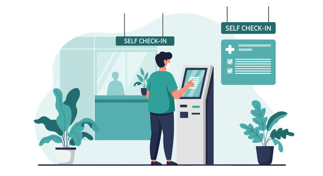 Man Doing Self Check In While Wearing Medical Mask And Maintaining Social Distancing