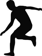 a boy running body silhouette vector