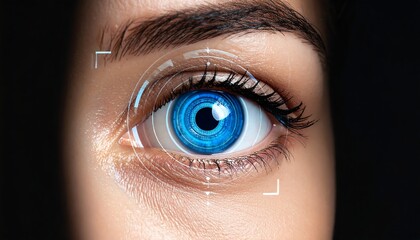 Close-up of eye with digital interface overlay