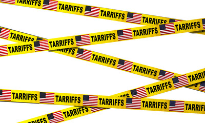 Tape yellow warning sign symbol tax tarriff usa global aisa thailand siam object danger import...