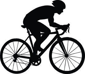 Naklejka premium Cyclist in Race Position Silhouette,Road Cyclist Speed