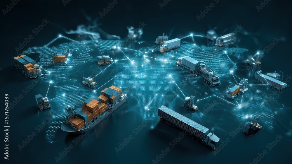 Poster distribution and logistics concept of global digital internet marketing and business e-commerce bann