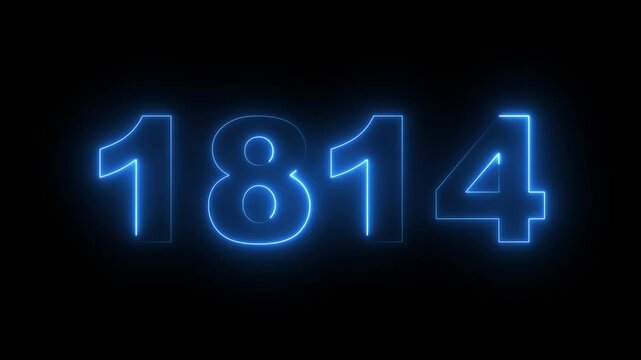 1814 neon line text. Abstract 1814 neon text animation, Glowing neon number text background. video animation . important year, important date 1814. Educational mathematics 1814 animation.
