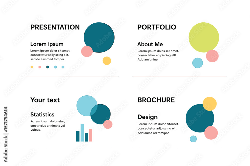 Aufkleber multipurpose vector templates featuring minimal presentation designs and circle elements on a white 