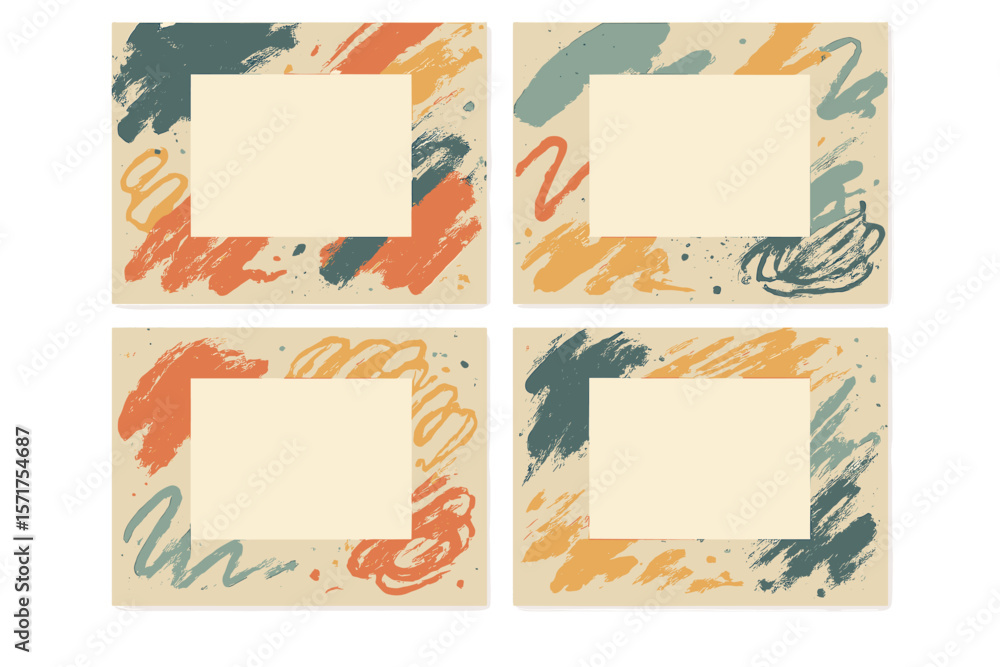 Poster a collection of abstract backgrounds featuring hand-drawn posters in retro colors, characterized by 