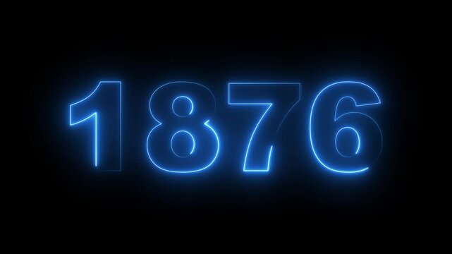 1876 neon line text. Abstract 1876 neon text animation, Glowing neon number text background. video animation . important year, important date 1876. Educational mathematics 1876 animation.