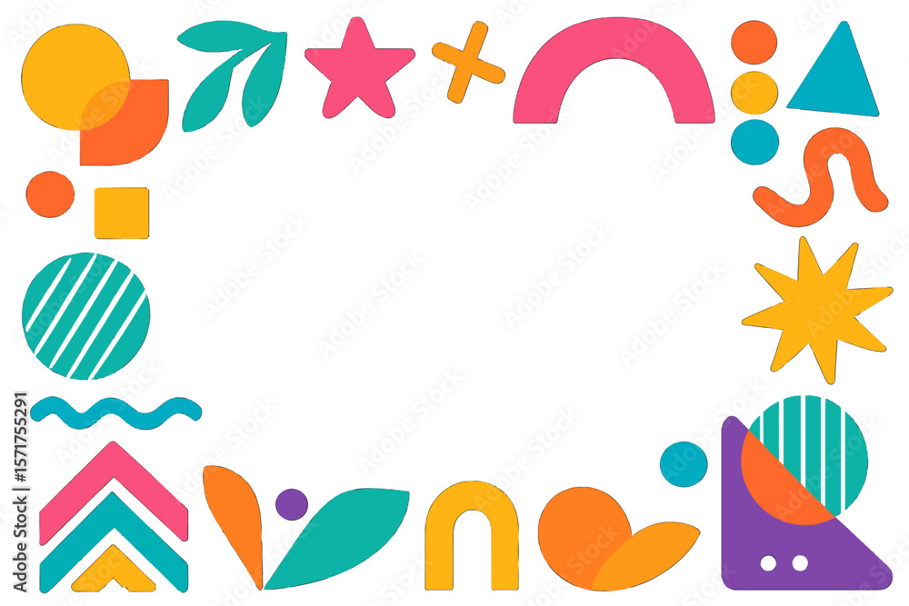 Aufkleber vibrant artistic frame featuring diverse elements set against a dark, abstract vector background wit