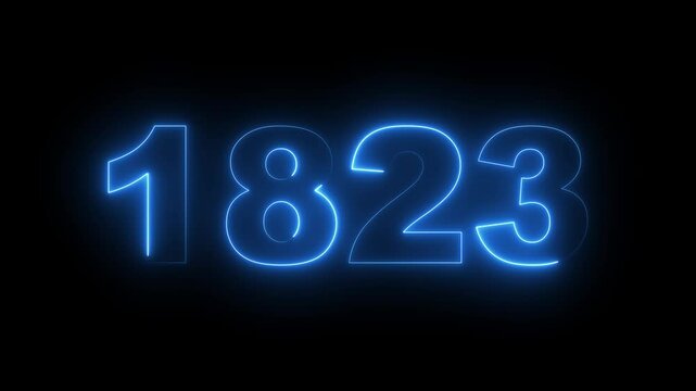 1823 neon line text. Abstract 1823 neon text animation, Glowing neon number text background. video animation . important year, important date 1823. Educational mathematics 1823 animation.