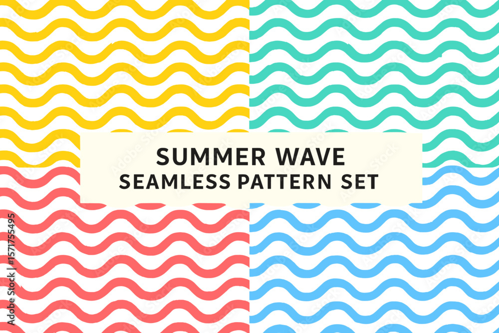 Poster simple cover design featuring a seamless summer wave pattern set with abstract line patterns as the 