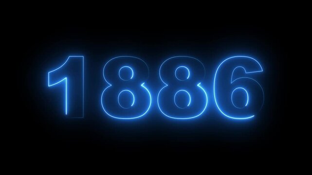 1886 neon line text. Abstract 1886 neon text animation, Glowing neon number text background. video animation . important year, important date 1886. Educational mathematics 1886 animation.