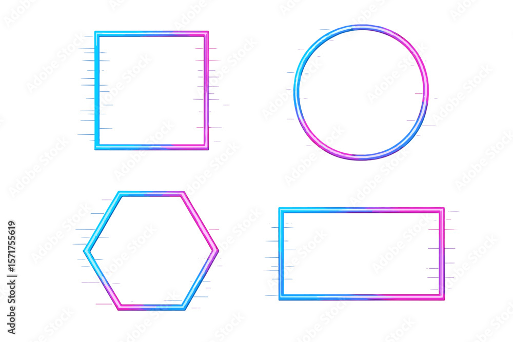 Poster modern vector frames featuring dynamic neon glowing lines on a black background, incorporating art g