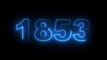 1853 neon line text. Abstract 1853 neon text animation, Glowing neon number text background. video animation . important year, important date 1853. Educational mathematics 1853 animation.