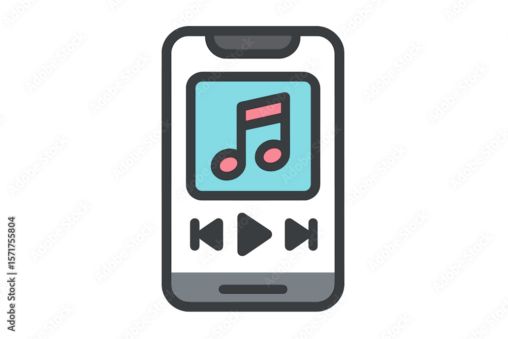 Poster modern music application with icon media music player in vector for playback and multimedia navigati