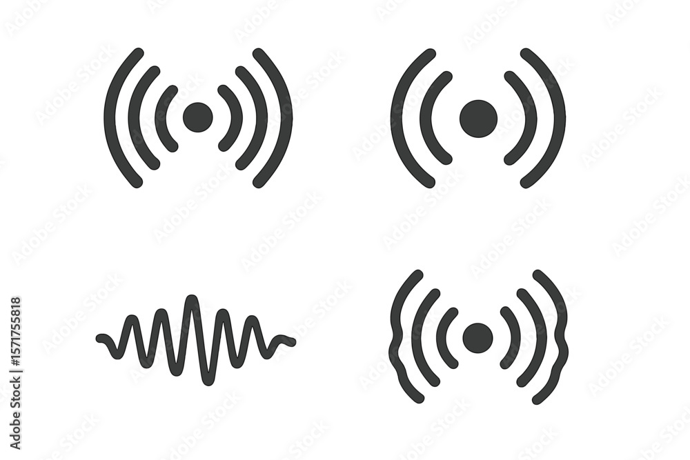 Poster isolated vector illustration of a monochrome simple sound wave on a white background, part of a set 
