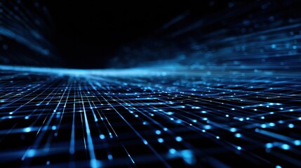Blue virtual technology background with lines and grids, no logos, no brands