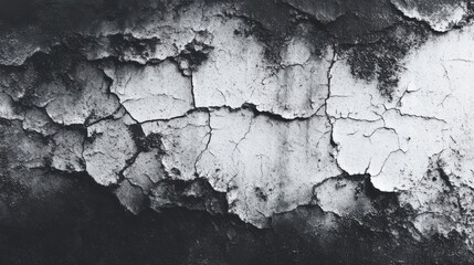 Obraz premium Distressed Black and White Wall Texture with Cracks and Peeling Paint.
