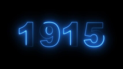 1915 neon line text. Abstract 1915 neon text animation, Glowing neon number text background. video animation . important year, important date 1915. Educational mathematics 1915 animation.