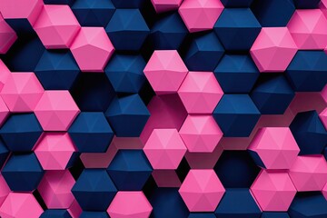 Atmospheric Pink and Navy Blue Hexagonal Canvas Design: Modern Geometric Patterns for Impactful Visual Art and Digital Presentations