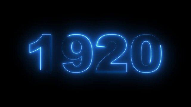 1920 neon line text. Abstract 1920 neon text animation, Glowing neon number text background. video animation . important year, important date 1920. Educational mathematics 1920 animation.
