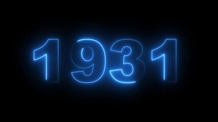 1931 neon line text. Abstract 1931 neon text animation, Glowing neon number text background. video animation . important year, important date 1931. Educational mathematics 1931 animation.