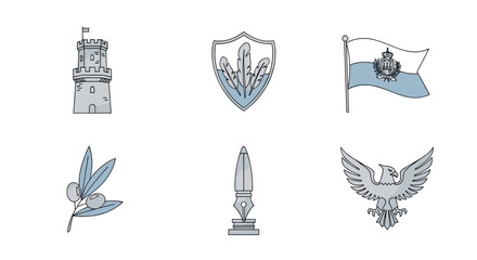 San marino coat of arms vector illustration tower shield flag eagle