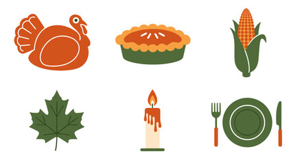 Thanksgiving clip art vector illustration of turkey pie and corn icon
