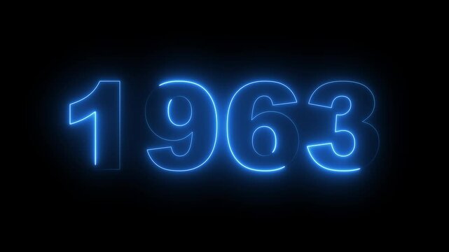 1963 neon line text. Abstract 1963 neon text animation, Glowing neon number text background. video animation . important year, important date 1963. Educational mathematics 1963 animation.