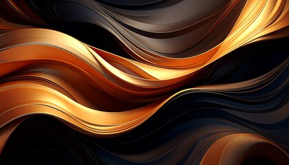 Abstract Flowing Shapes with Golden and Dark Tones
