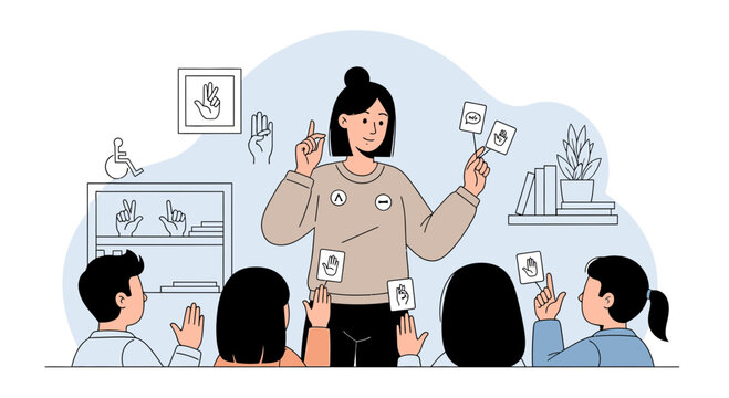 Communicating Through Sign Language In An Inclusive Classroom Environment - Powered by Adobe