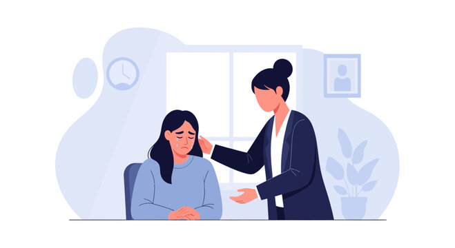 Supportive Colleague Offering Comfort And Guidance In The Workplace Environment