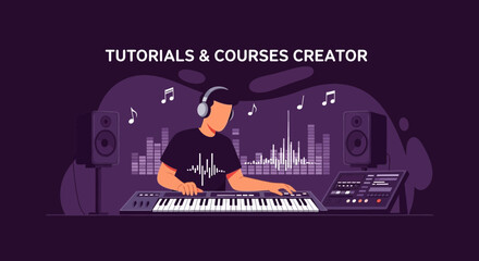 Music Producer Creating Electronic Sounds In A Home Studio Environment