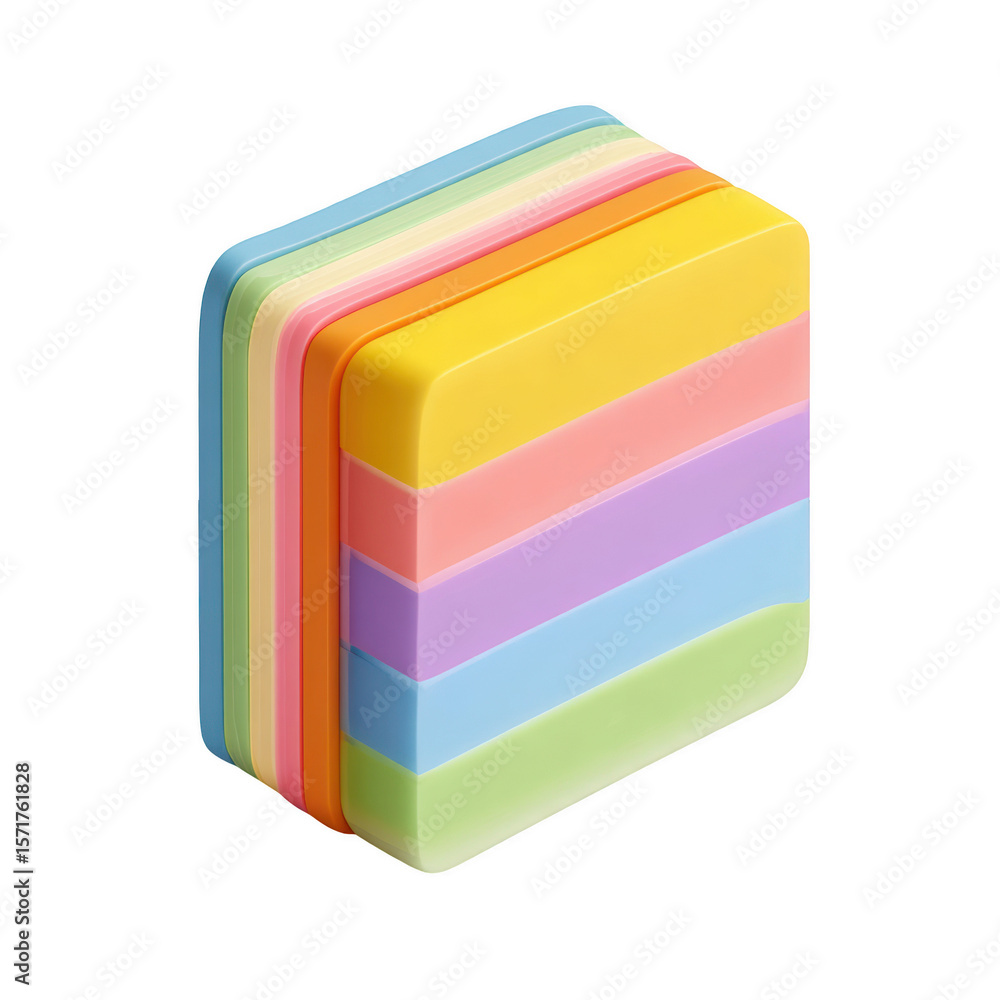 Aufkleber a close up of a rectangular stack of pastel colored layered blocks on a black background