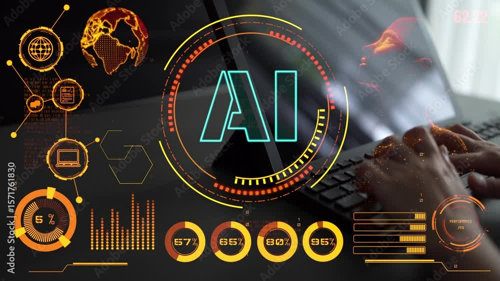Poster ai assistant brain processor with llm technology, big data, machine learning, generative ai for busi
