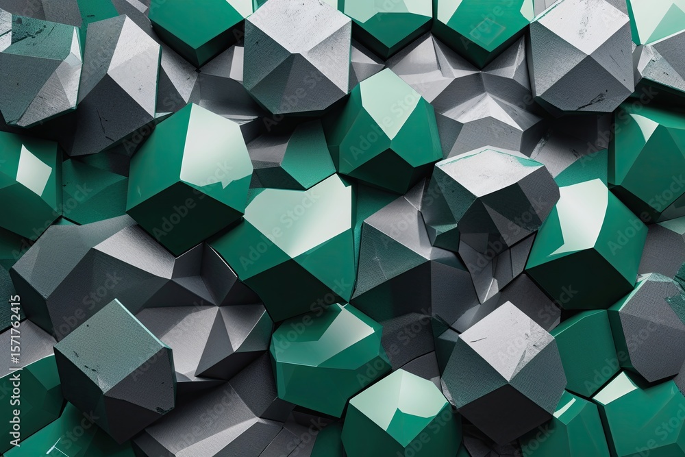 Poster elegant emerald and gray geometric hexagonal pattern for modern digital presentations and abstract d