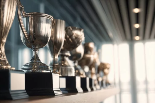 Company achievement trophies with sleek design