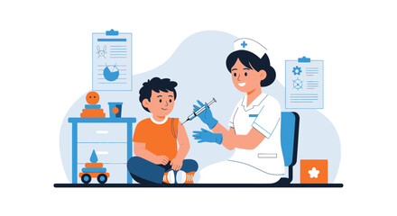 Vaccination Campaign Depicting Nurse Administering Vaccine to a Young Patient