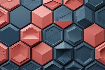 Obraz premium Engaging Tech Content with Vibrant Coral and Slate Blue Hexagonal Design