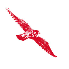Red Falcon with Threshold Effect, High-Contrast Flying Bird of Prey Graphic Art PNG