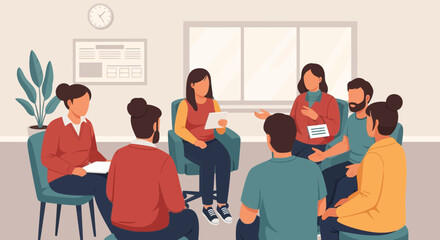 Group Therapy Session Featuring Therapist Guidance For Personal Growth And Wellbeing