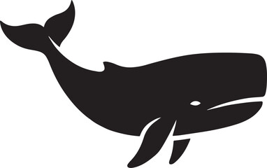 Obraz premium Black and white silhouette illustration of a majestic whale isolated on a white background