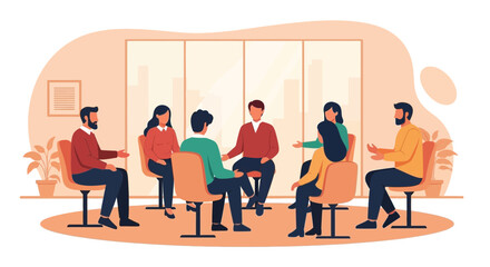 Group Therapy Session Illustration For Mental Health And Support Networks