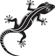 Naklejka premium Black and white stylized gecko illustration isolated on white background suitable for design