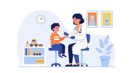 Pediatrician Administering Vaccine to a Child Patient in Clinic Setting