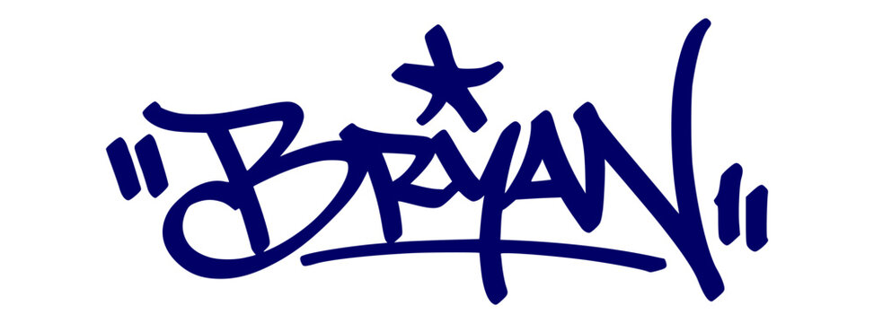 Bryan graffiti tag in urban street art style, hand drawn lettering vector on transparent background.
